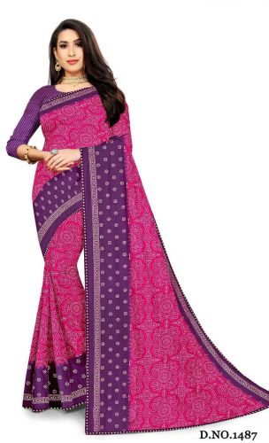 Ladies Printed Chiffon Saree, Color : Multicolor
