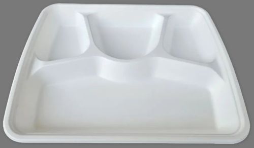 4 CP Bagasse Meal Tray, Color : Natural Brown & White for Food Serving