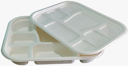 8cp Bagasse Meal Tray, Color : Natural Brown & White