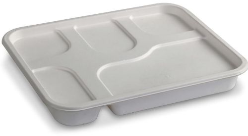 5 CP Bagasse Meal Tray, Color : Natural Brown & White for Food Serving