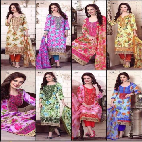 Cotton Polyester Printed Ladies Unstitched Suits, Color : Multicolor