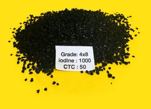 Chemical Coconut Shell Activated Carbon 4x8, Color : Black
