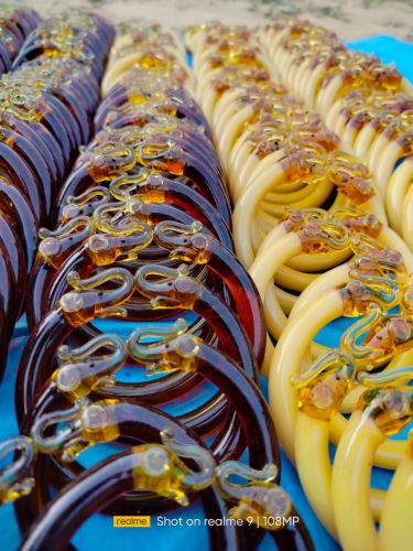 Printed Polished Designer Glass Bangles, Color : Multicolor