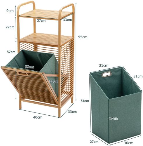 Bamboo Laundry Hamper with Tilt-Out Storage