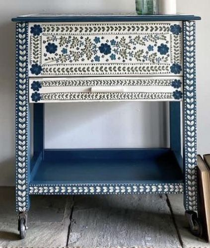 Hand Paint Teak Wood Side Table for Ideal Living Rooms Or Bedrooms