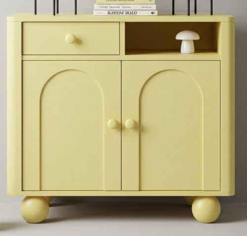 Modern Yellow Wooden Console Cabinet with Storage