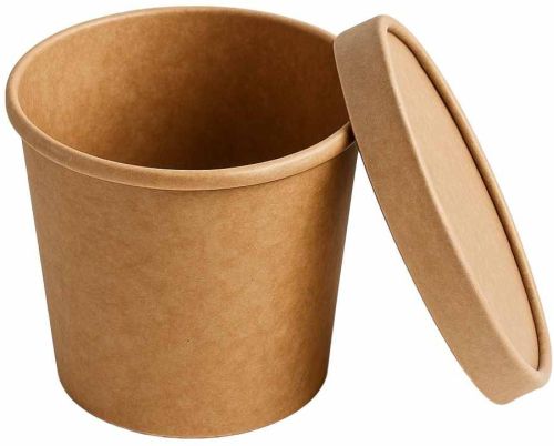 Plain 500ml Kraft Paper Food Container, Color : Brown