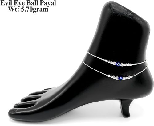 Evil Eye Beaded Silver Anklet Unisex Protective Wear