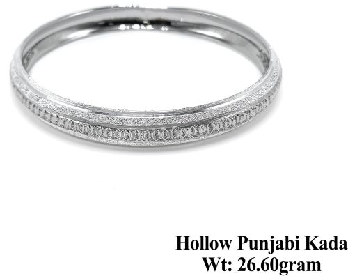 Silver-toned Alloy Hollow Silver Punjabi Kada