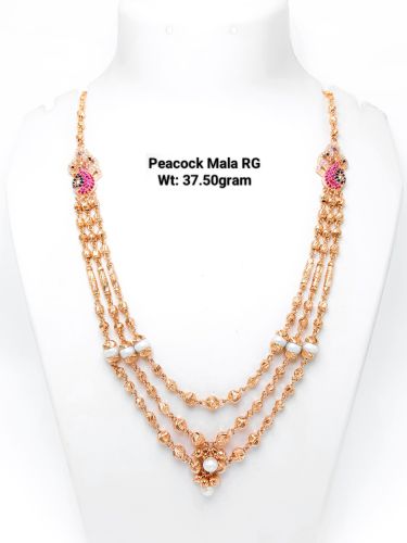 Peacock RG Triple Strand Festive Mala, Certification : Hallmarked