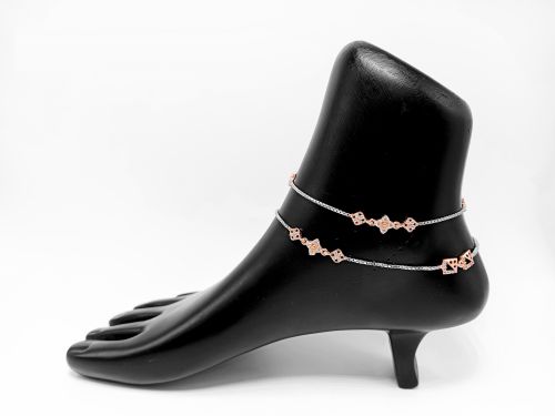 Rose Gold Geometric Chain Anklet, Packaging Type : Velvet Box