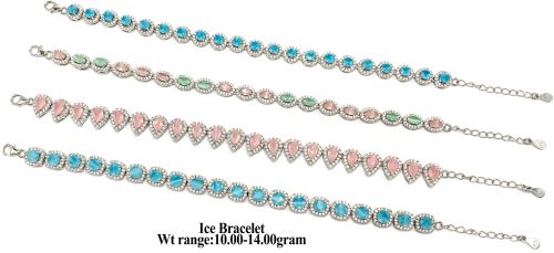 SUNBERA® Silver Ice Band with Pink Stones, Color : Blue, Green