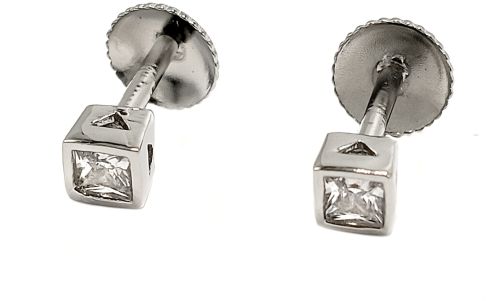 Square Diamond Screw Back Stud Earrings, Packaging Type : Velvet Box