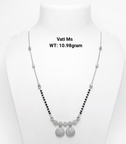 Polished Alloy Vati MS Silver Beaded Drop Necklace, Gender : Women