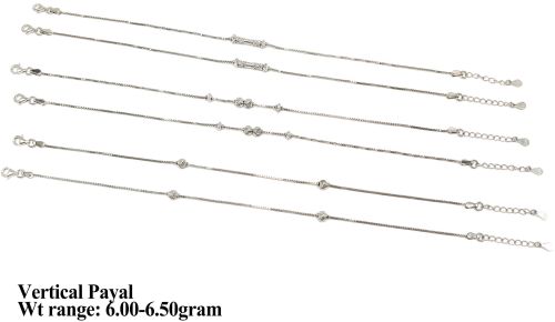 Silver-toned Alloy Vertical Chain Charm Silver Payal Set