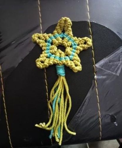 Macrame Green Shooting Star Keychain, Packaging Type : Plastic Pouch