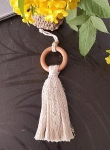 Macrame White Knot Car Charm, Packaging Type : Plastic Pouch
