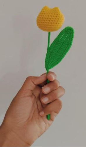 Yellow Crochet Tulip Flower for Home Decor