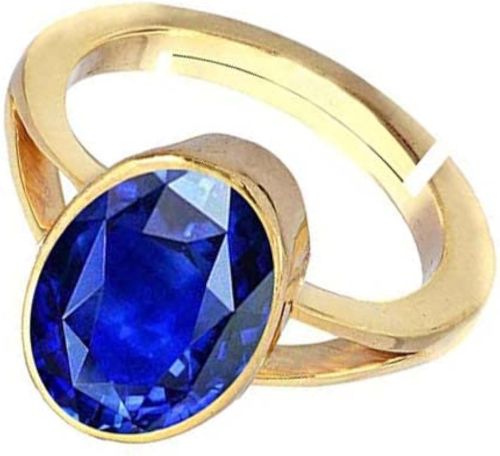 Polished Blue Sapphire Stone Rhodium Ring, Color : Golden Antique