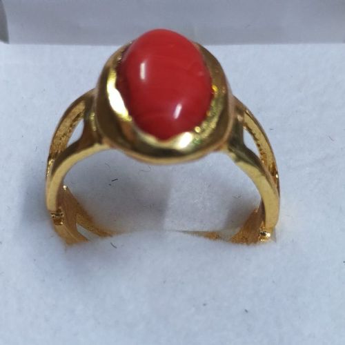 Polished Red Round Stone Artificial Ring