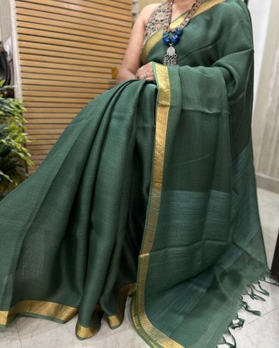 Cotton Silk Kota Doriya Saree, Work : Weaving