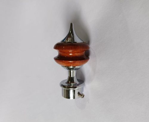 Chrome Spike Wood Curtain End Cap, Color : Reddish Brown Silver