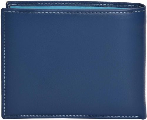 Blue Textured Genuine Leather Wallet, Shape : Rectangular