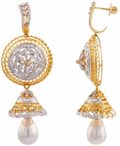 Classic Gold Diamond Huggie Earrings, Packaging Type : Box