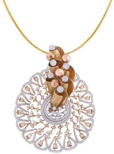 Ladies Diamond Gold Pendant Set, Packaging Type : Box