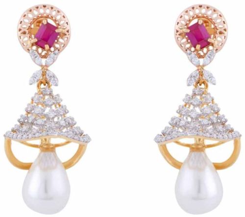 Yellow Gold Diamond Hoop Earring Classic, Elegant