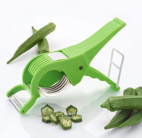 Stainless Steel 2 In 1 Vegetable Cutter, Color : Green