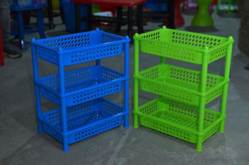 3 Tier Plastic Vegetable Rack, Color : Multi Color