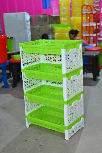 4 Tier Modern Plastic Vegetable Rack, Color : Multi Color