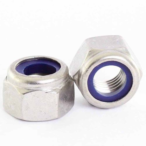 Steel Hexagonal Nylock Nut, Color : Silver