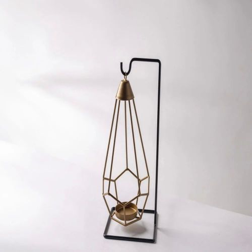 Plain Metal Geometric Hanging Candle Holder, Color : Golden