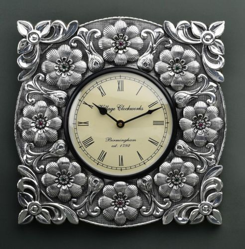 99.9 Silver Floral Frame Vintage Wall Clock