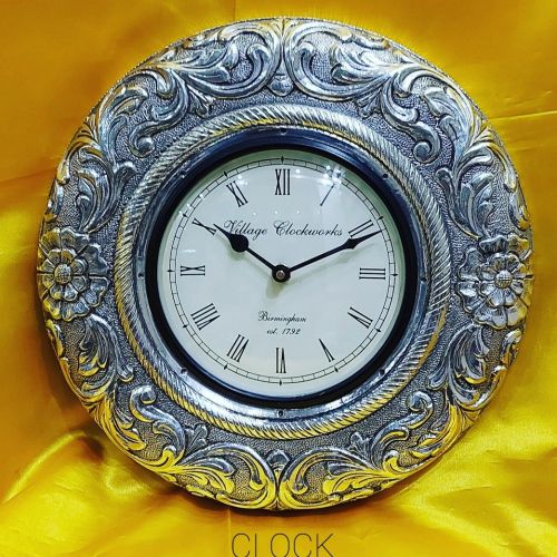 99.9 Silver Village Crest Roman Wall Clock