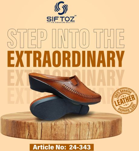 Ladies Brown Leather Slipon Loafer Shoes Eu 36-41