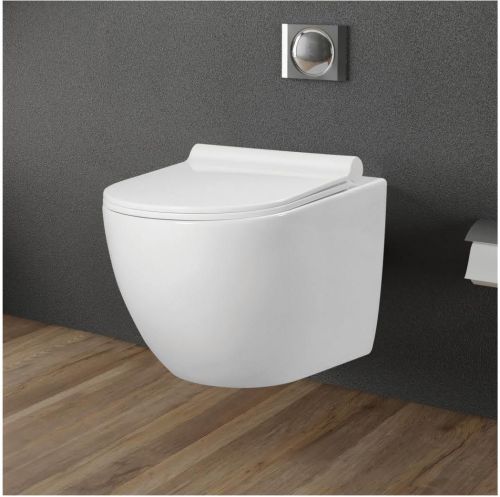 Luxury Ceramic Wall Hung Toilet Seat, Color : White 520x360x340mm