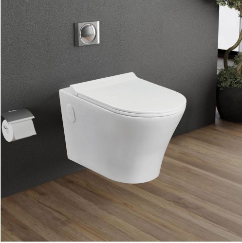 Ceramic Modern Wall Hanging Toilet Seat, Color : White