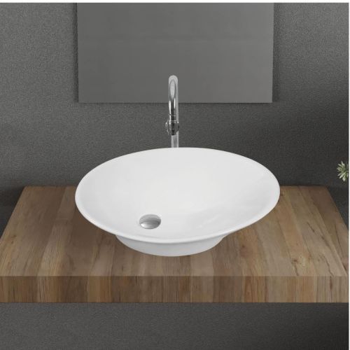 Glossy Round White Ceramic Table Top Basin 405x405x115 for Bathroom