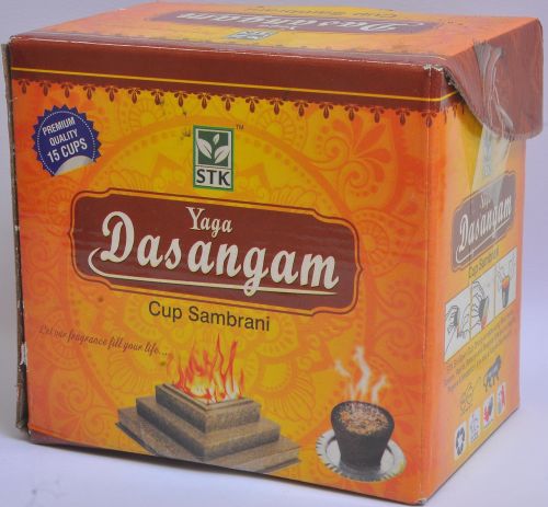 Wood Powder & Essential Oil Yaga Dasangam Sambrani Cup, Color : Brown