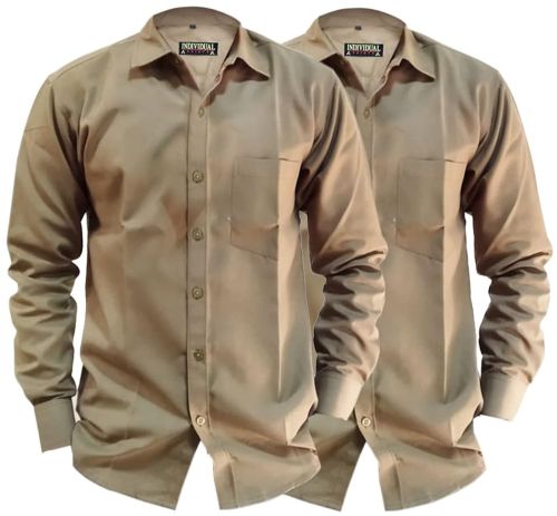 Mens Khaki Cotton Shirts, Pattern : Plain, Fit Type : Regular Fit