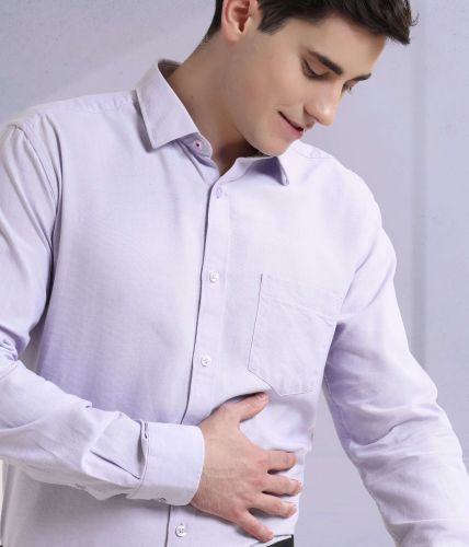 Mens Lavender Cotton Shirts, Pattern : Plain, Fit Type : Regular Fit