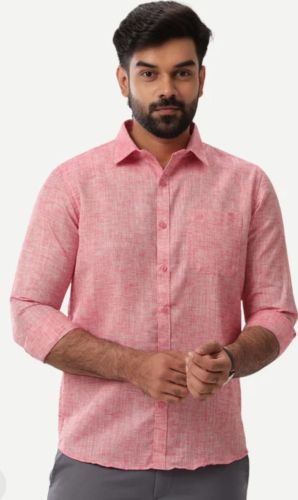 Mens Peach Cotton Shirts, Pattern : Plain, Fit Type : Regular Fit