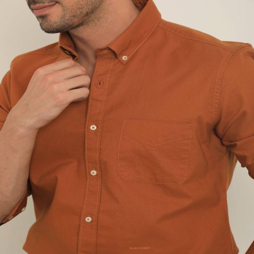 Mens Rust Cotton Shirts, Pattern : Plain, Fit Type : Regular Fit