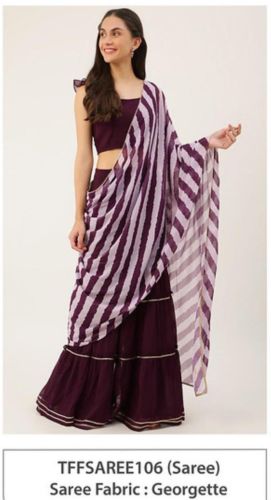 Plain Ladies Georgette Silk Saree, Packaging Type : Plastic Cover