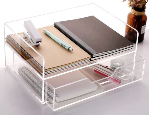 Transparent Rectangular Plastic Desk Organizer, Packaging Type : Box