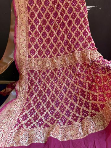 Pure Silk Blend Ladies Diamond Zari Dupatta