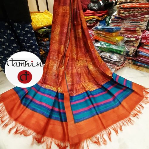 Ladies Golden Stripe Tussar Silk Stole Festive, Ethnic, Formal